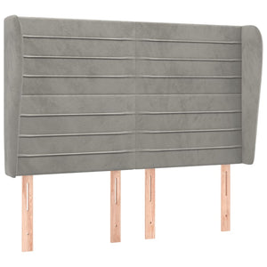 Testiera ad Orecchio-Testata con Orecchie Grigio Chiaro 147x23x118/128 cm in Velluto 649371