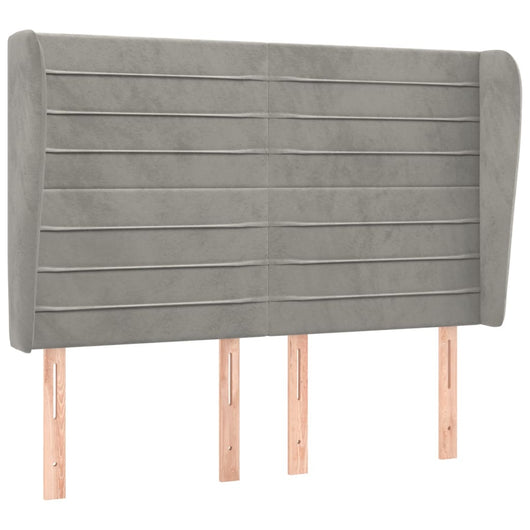 Testiera ad Orecchio-Testata con Orecchie Grigio Chiaro 147x23x118/128 cm in Velluto 649371