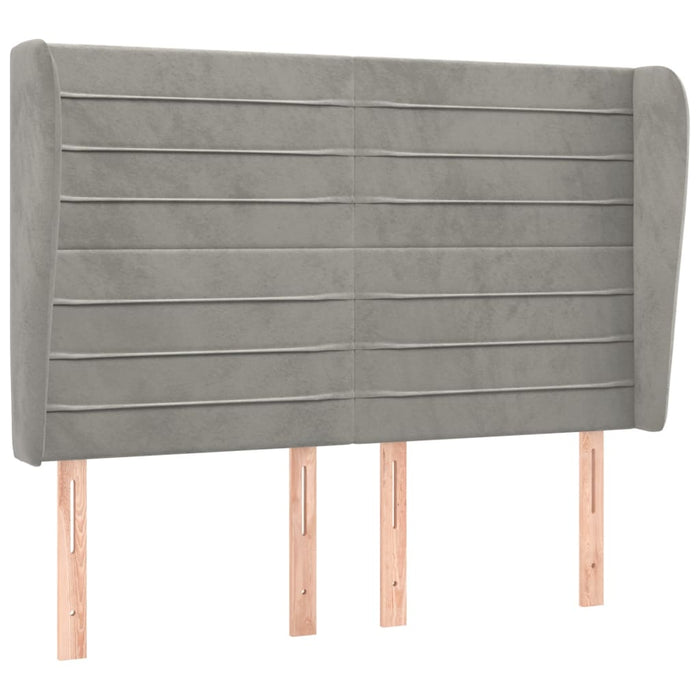 Testiera ad Orecchio-Testata con Orecchie Grigio Chiaro 147x23x118/128 cm in Velluto 649371