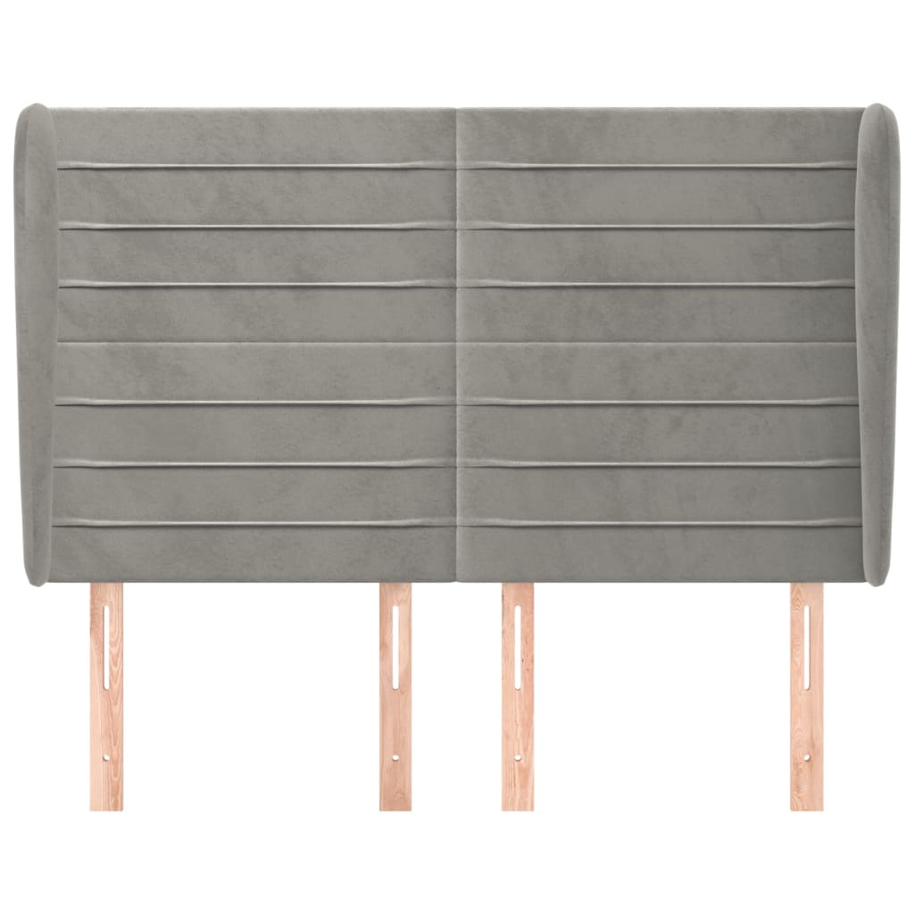 Testiera ad Orecchio-Testata con Orecchie Grigio Chiaro 147x23x118/128 cm in Velluto 649371