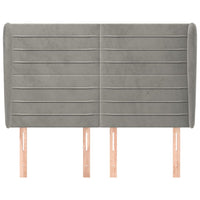 Testiera ad Orecchio-Testata con Orecchie Grigio Chiaro 147x23x118/128 cm in Velluto 649371