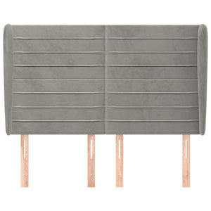 Testiera ad Orecchio-Testata con Orecchie Grigio Chiaro 147x23x118/128 cm in Velluto 649371