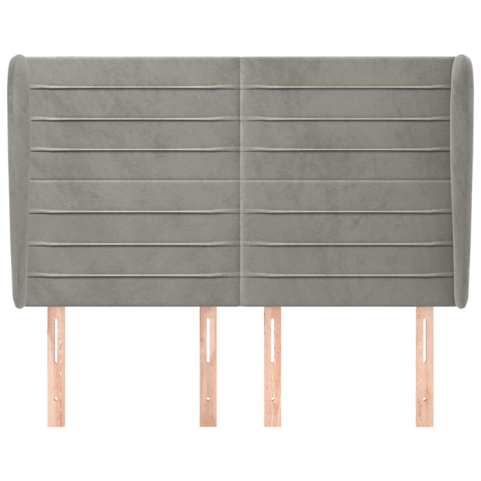 Testiera ad Orecchio-Testata con Orecchie Grigio Chiaro 147x23x118/128 cm in Velluto 649371