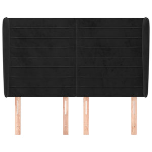 Testiera ad Orecchio-Testata con Orecchie Nera 147 x 23 x 118/128 cm in Velluto 861370