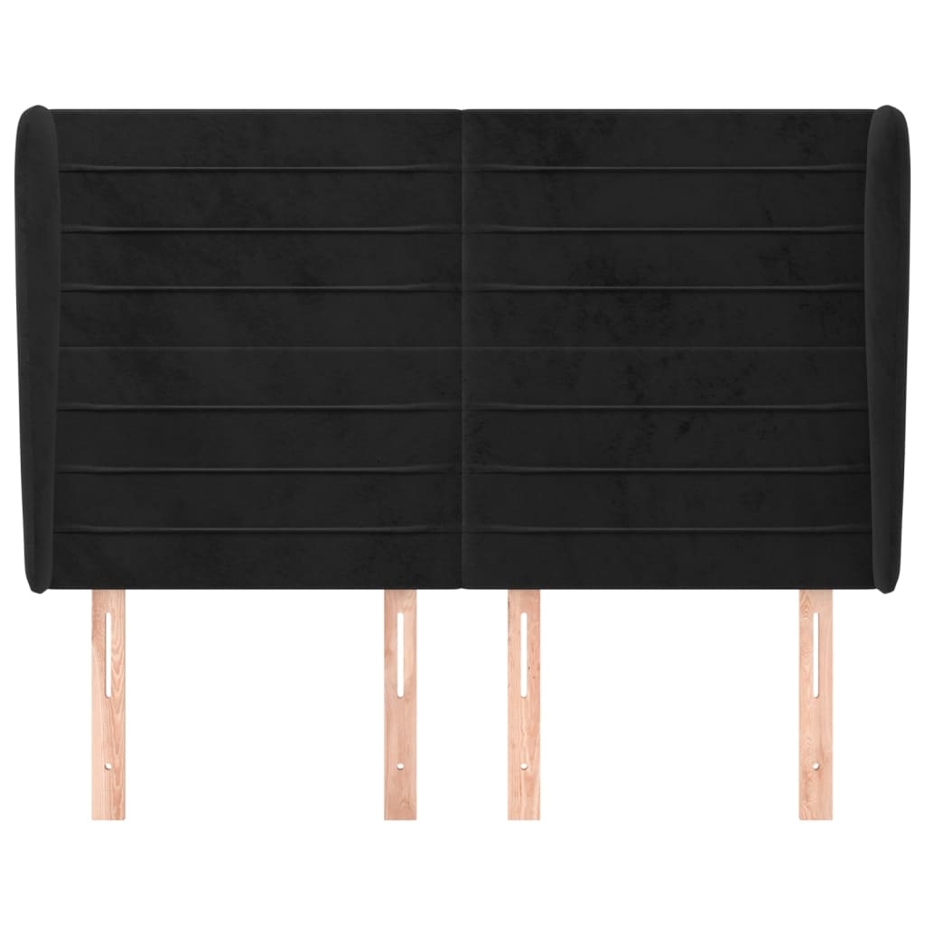 Testiera ad Orecchio Nera 147 x 23 x 118/128 cm in Velluto 3118146