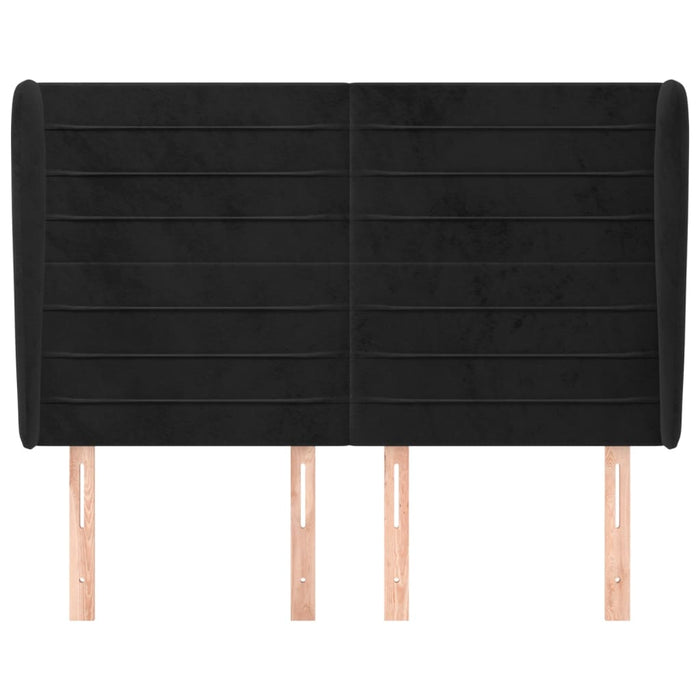 Testiera ad Orecchio Nera 147 x 23 x 118/128 cm in Velluto 3118146