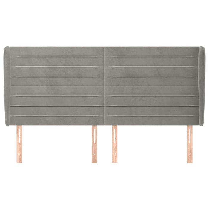 Testiera ad Orecchio-Testata con Orecchie Grigio Chiaro 163x23x118/128 cm in Velluto 598020