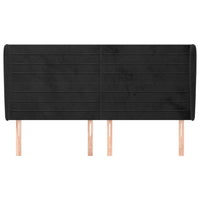 Testiera ad Orecchio Nera 163x23x118/128 cm in Velluto 3118152