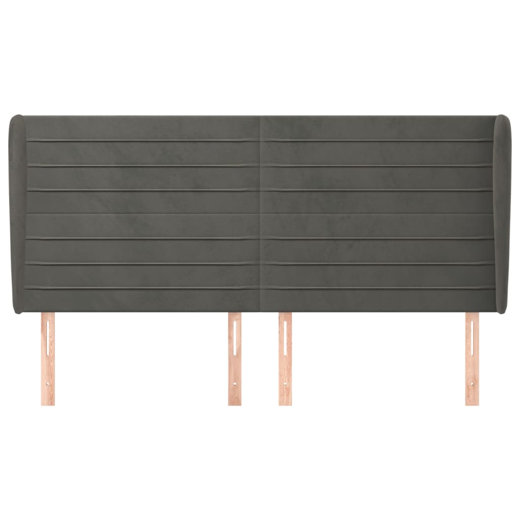 Testiera ad Orecchio-Testata con Orecchie GrigioScuro 183x23x118/128cm in Velluto 604178