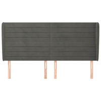 Testiera ad Orecchio-Testata con Orecchie GrigioScuro 183x23x118/128cm in Velluto 604178