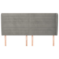 Testiera ad Orecchio-Testata con Orecchie Grigio Chiaro 203x23x118/128 cm in Velluto 664427