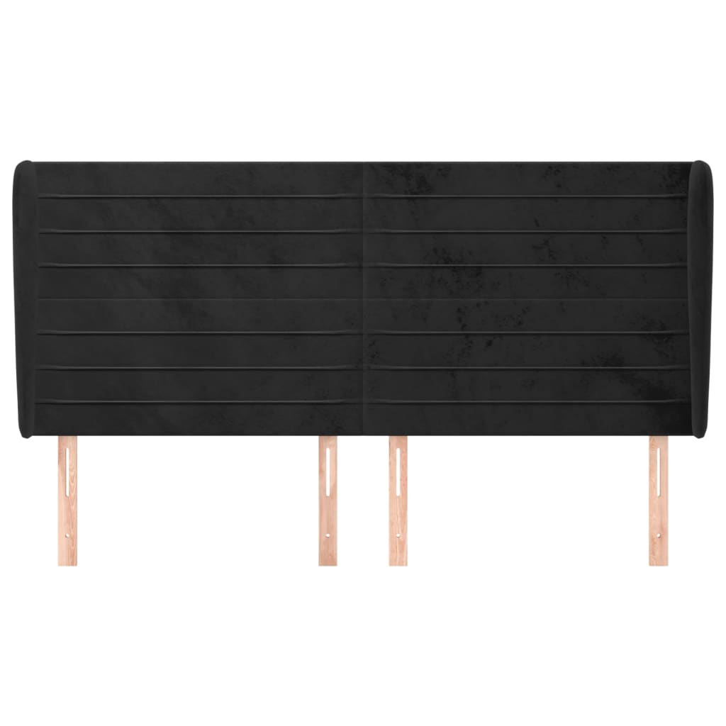 Testiera ad Orecchio-Testata con Orecchie Nera 203x23x118/128 cm in Velluto 818528