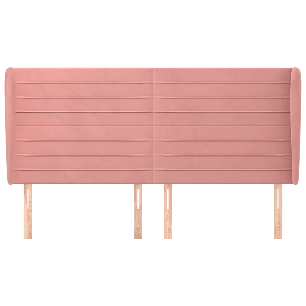 Testiera ad Orecchio Rosa 203x23x118/128 cm in Velluto 3118167