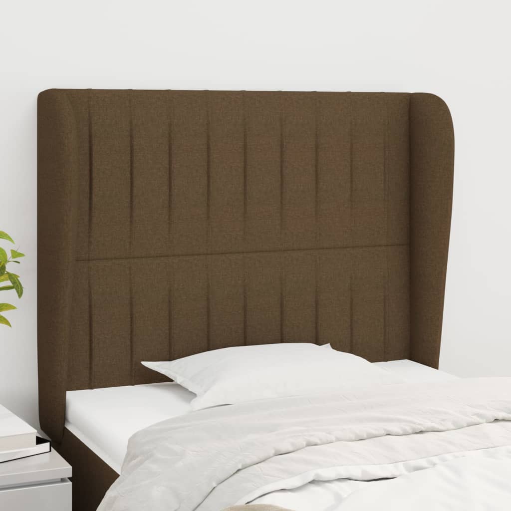 Testiera ad Orecchio-Testata con Orecchie Marrone Scuro 103x23x118/128 cm in Tessuto 470055