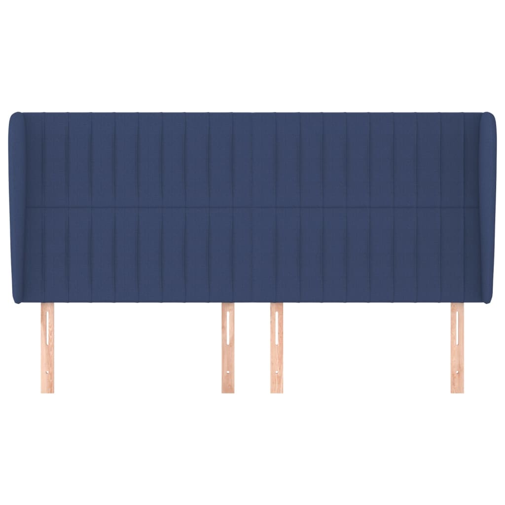 Testiera ad Orecchio-Testata con Orecchie Blu 163x23x118/128 cm in Tessuto 667244