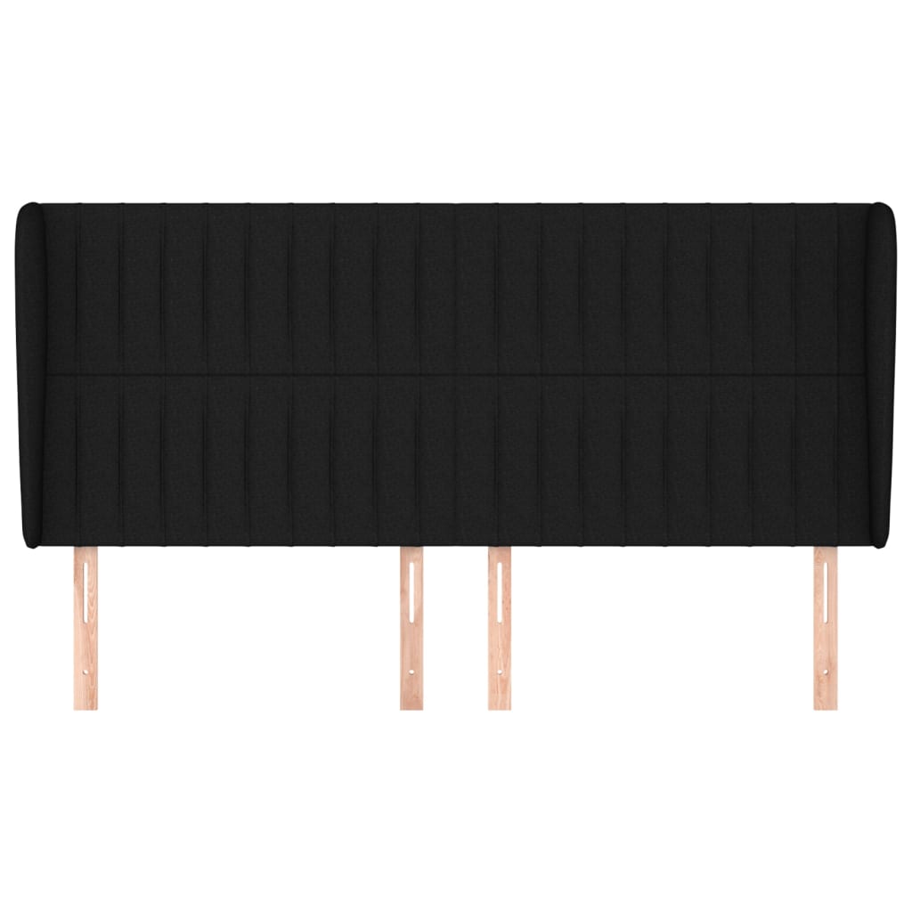 Testiera ad Orecchio-Testata con Orecchie Nera 183x23x118/128 cm in Tessuto 634489