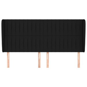 Testiera ad Orecchio-Testata con Orecchie Nera 183x23x118/128 cm in Tessuto 634489