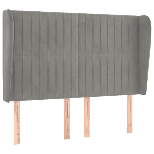 Testiera ad Orecchio-Testata con Orecchie Grigio Chiaro 147x23x118/128 cm in Velluto 731924