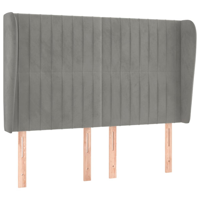 Testiera ad Orecchio-Testata con Orecchie Grigio Chiaro 147x23x118/128 cm in Velluto 731924