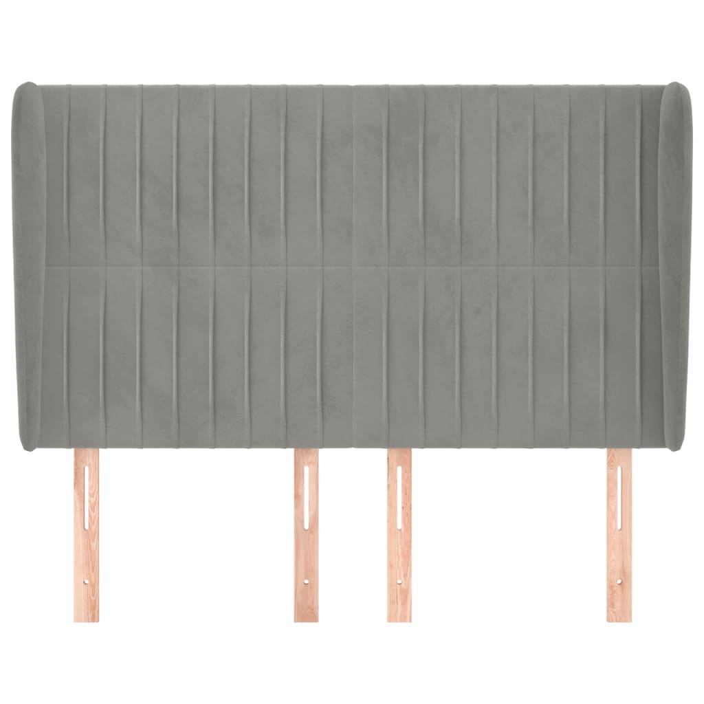 Testiera ad Orecchio-Testata con Orecchie Grigio Chiaro 147x23x118/128 cm in Velluto 731924