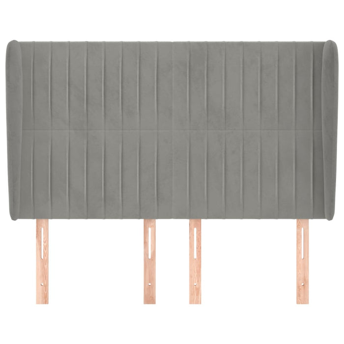 Testiera ad Orecchio-Testata con Orecchie Grigio Chiaro 147x23x118/128 cm in Velluto 731924