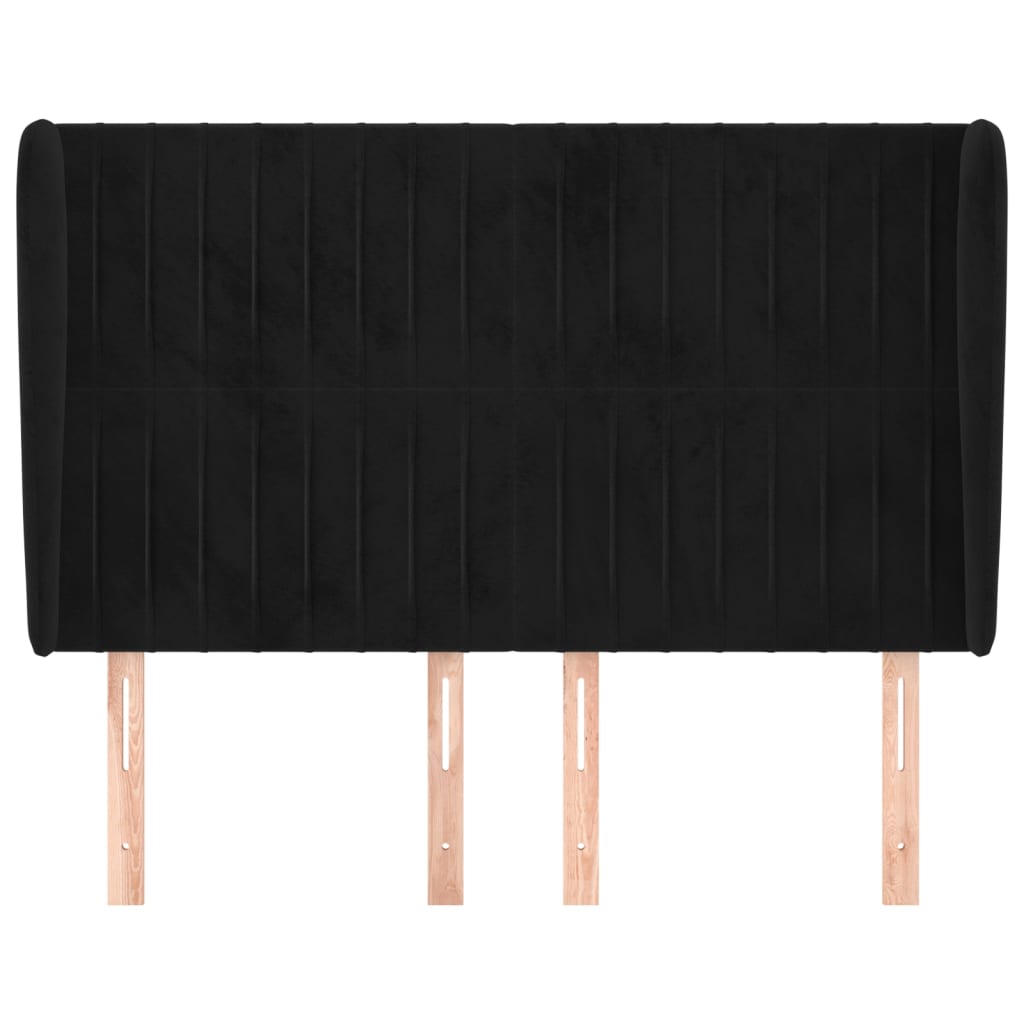 Testiera ad Orecchio-Testata con Orecchie Nera 147 x 23 x 118/128 cm in Velluto 570296