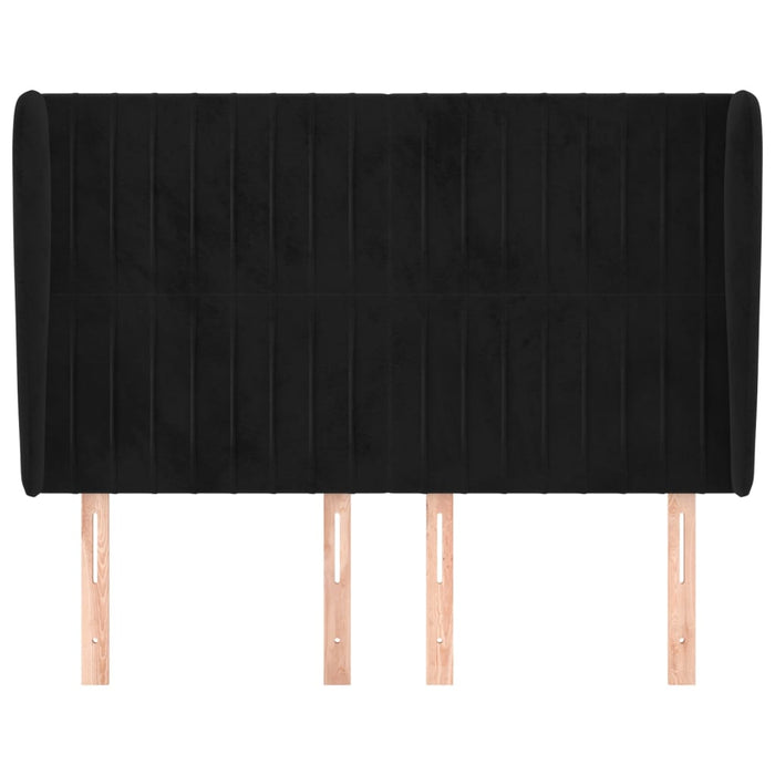 Testiera ad Orecchio-Testata con Orecchie Nera 147 x 23 x 118/128 cm in Velluto 570296