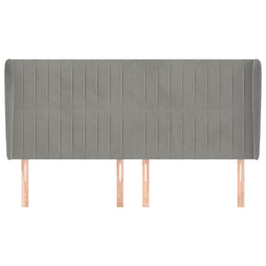 Testiera ad Orecchio-Testata con Orecchie Grigio Chiaro 163x23x118/128 cm in Velluto 736398