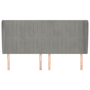 Testiera ad Orecchio-Testata con Orecchie Grigio Chiaro 183x23x118/128 cm in Velluto 613743