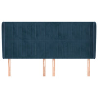 Testiera ad Orecchio-Testata con Orecchie Blu Scuro 183x23x118/128 cm in Velluto 304248