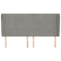 Testiera ad Orecchio-Testata con Orecchie Grigio Chiaro 203x23x118/128 cm in Velluto 556304