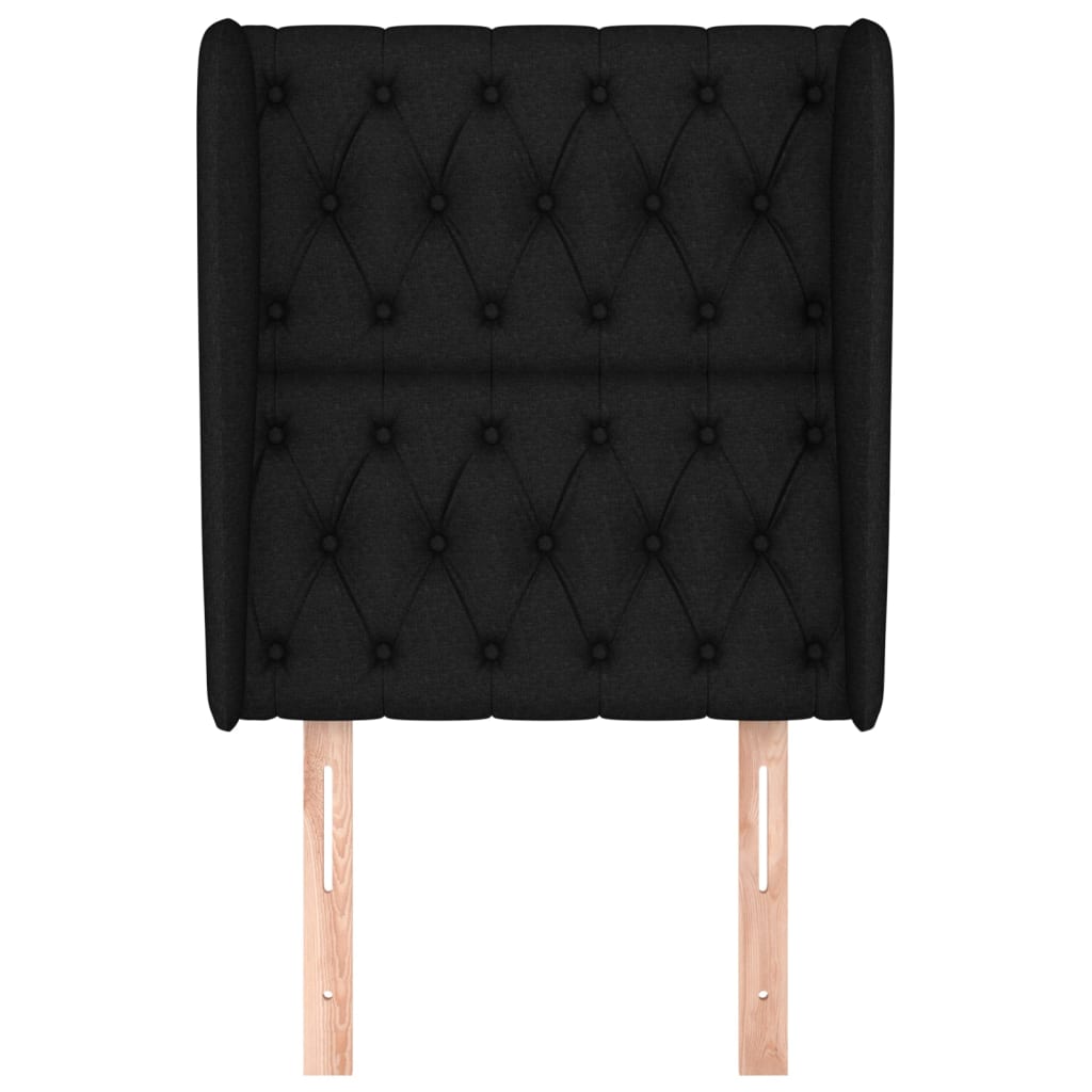 Testiera ad Orecchio Nera 83x23x118/128 cm in Tessuto 3118268