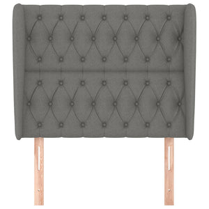 Testiera ad Orecchio-Testata con Orecchie Grigio Scuro 93x23x118/128 cm in Tessuto 345120