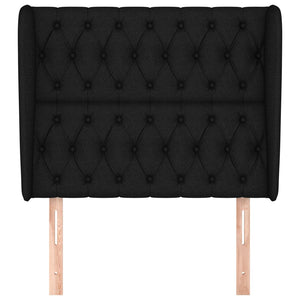 Testiera ad Orecchio Nera 93x23x118/128 cm in Tessuto 3118276