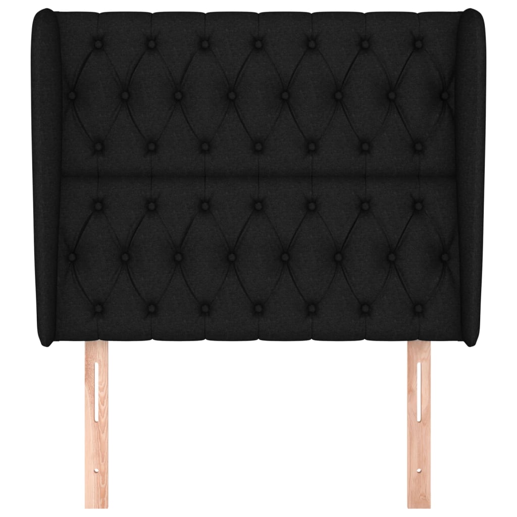 Testiera ad Orecchio Nera 103x23x118/128 cm in Tessuto 3118284