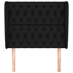 Testiera ad Orecchio-Testata con Orecchie Nera 103x23x118/128 cm in Tessuto 327755