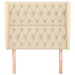 Testiera ad Orecchio-Testata con Orecchie Crema 103x23x118/128 cm in Tessuto 676547