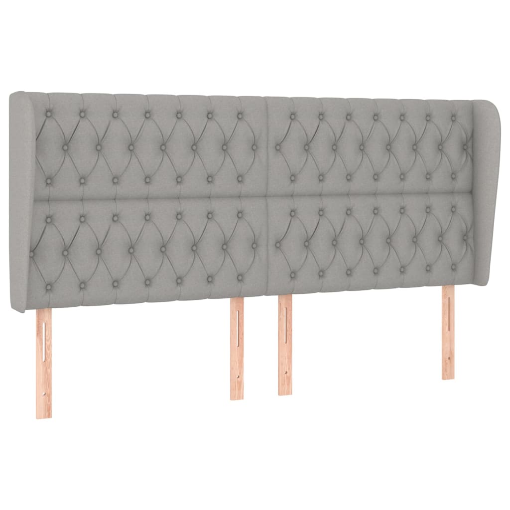 Testiera ad Orecchio-Testata con Orecchie Grigio Chiaro 183x23x118/128 cm in Tessuto 656908