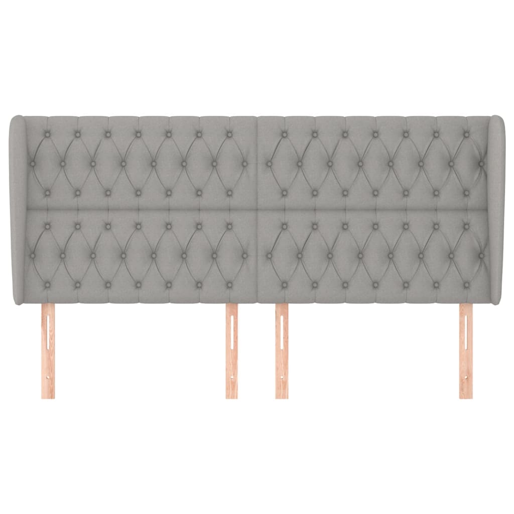 Testiera ad Orecchio-Testata con Orecchie Grigio Chiaro 203x23x118/128 cm in Tessuto 107401