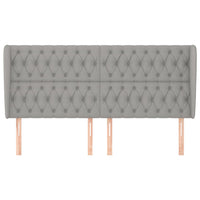 Testiera ad Orecchio-Testata con Orecchie Grigio Chiaro 203x23x118/128 cm in Tessuto 107401