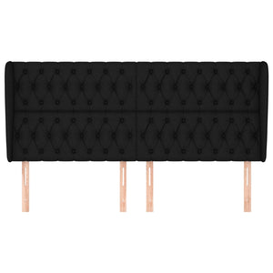 Testiera ad Orecchio Nera 203x23x118/128 cm in Tessuto 3118316