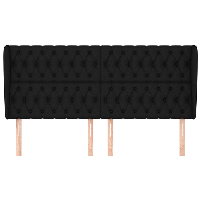 Testiera ad Orecchio Nera 203x23x118/128 cm in Tessuto 3118316