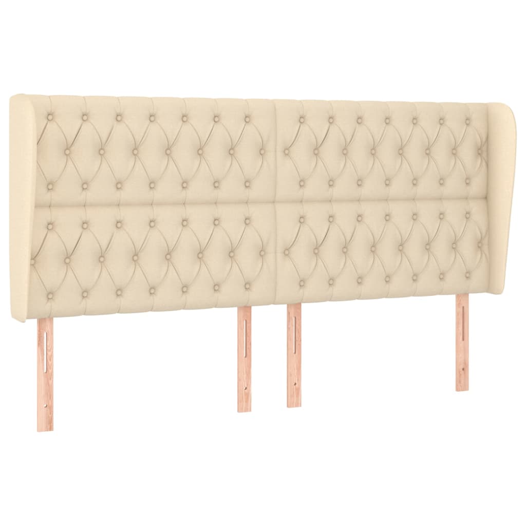 Testiera ad Orecchio-Testata con Orecchie Crema 203x23x118/128 cm in Tessuto 190821