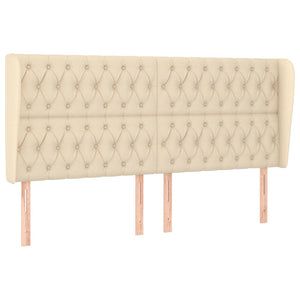 Testiera ad Orecchio-Testata con Orecchie Crema 203x23x118/128 cm in Tessuto 190821