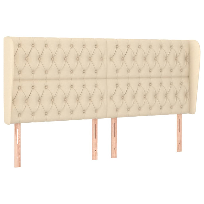 Testiera ad Orecchio-Testata con Orecchie Crema 203x23x118/128 cm in Tessuto 190821