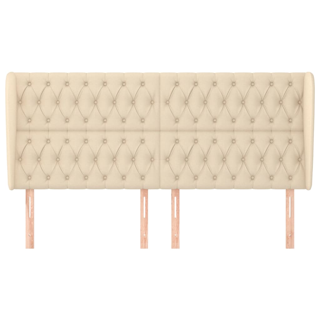 Testiera ad Orecchio-Testata con Orecchie Crema 203x23x118/128 cm in Tessuto 190821