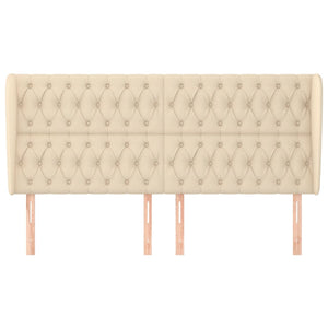 Testiera ad Orecchio-Testata con Orecchie Crema 203x23x118/128 cm in Tessuto 190821