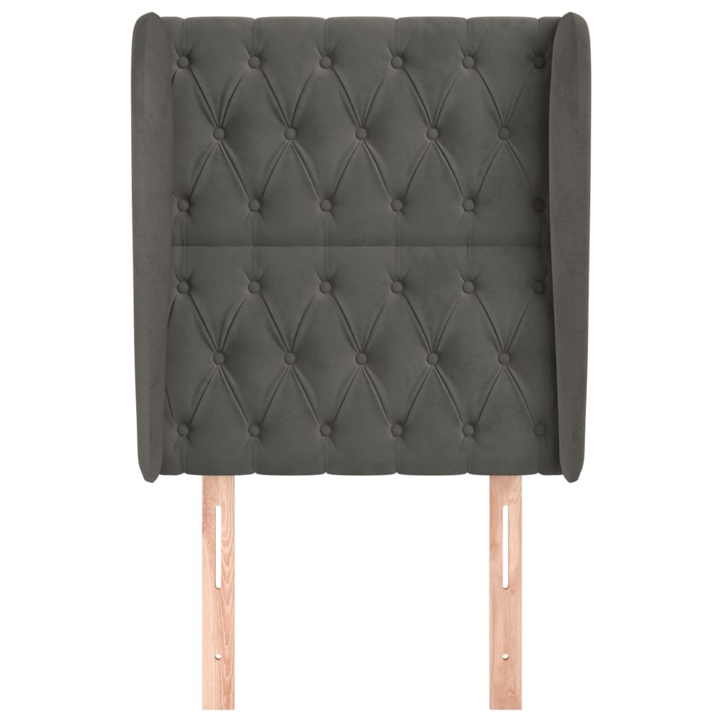 Testiera ad Orecchio-Testata con Orecchie Grigio Scuro 83x23x118/128 cm in Velluto 203134