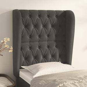 Testiera ad Orecchio-Testata con Orecchie Grigio Scuro 83x23x118/128 cm in Velluto 203134