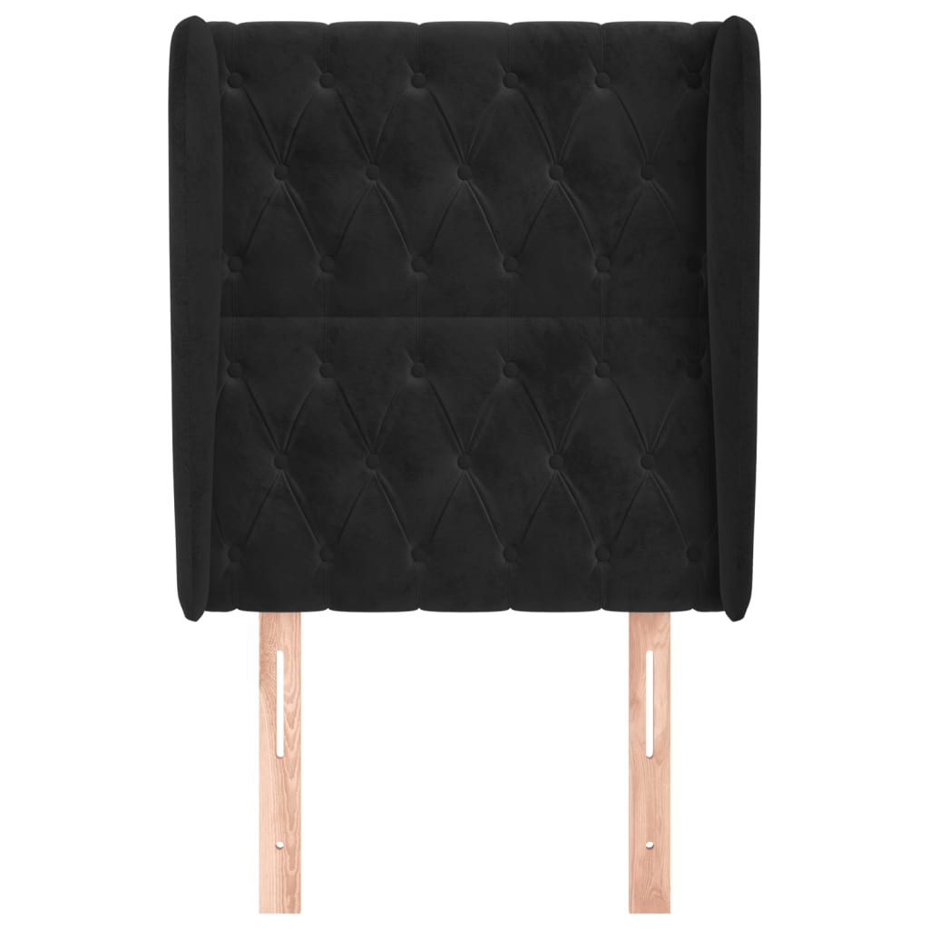 Testiera ad Orecchio-Testata con Orecchie Nera 83x23x118/128 cm in Velluto 749226